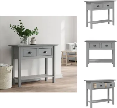 Zdjęcie produktu dla vidaXL Stolik konsola BODO szary 90x34,5x73 cm lite drewno sosnowe - Stoliki boczne