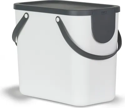 Zdjęcie produktu dla System segregacji odpadów Rotho Albula 25l do kuchni, tworzywo sztuczne (PP) wolne od BPA, biały/antracytowy, 25l (40,0 x 23,5 x 34,0 cm)