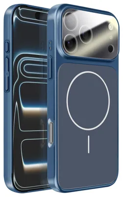 Obrázok produktu pre Avizar, pevné ochranné puzdro MagSafe s ochranným sklom na fotoaparát pre iPhone 17 Pro, tmavomodré