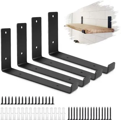 Produktbild von Famanu Plankhalter L-Form 12 cm - Schwarz, 4 Stück, für schwere Lasten