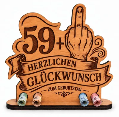Produktbild von Geldgeschenk-Aufsteller zum Geburtstag 60 Jahre, Geldscheinhalter, 20 x 20 cm, Buchensperrholz 8 mm