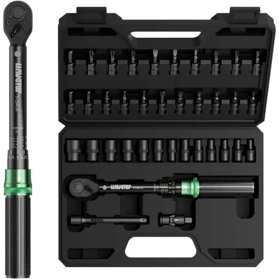 Productafbeelding van Draaimomentsleutel set voor fietsen, 1/4 inch, 5-25 Nm, ±3% nauwkeurigheid, 37-delig met accessoires
