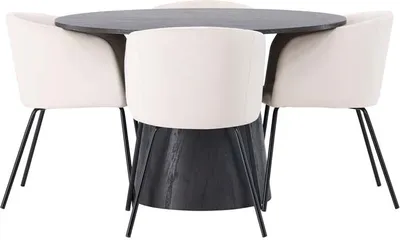 Produktbild von Lanzo Essgruppe Tisch mocca und 4 berit Stühle beige.