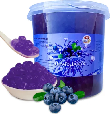 Produktbild von Bubble Tee Popping Boba-XXL Blaubeere Boba 3KG-Vegan-Super Ideen zum Bubble Tea DIY und Fantastische Boba Partys