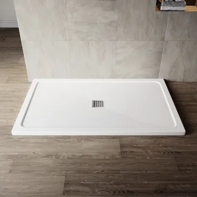Image de SONNI Receveur de douche carré SMC avec garniture d'écoulement, 150x90 cm, antidérapant pour un écoulement rapide