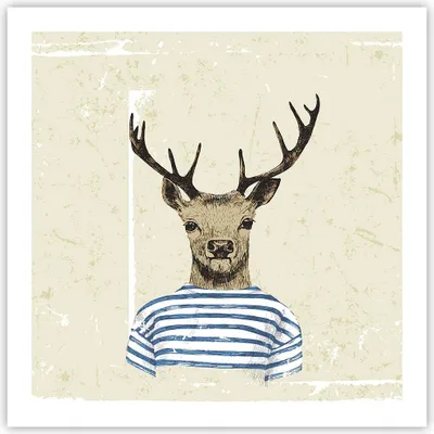 Produktbild von Poster - Poster ohne Rahmen - Hipster Anthropomorphismus Hirsch - 60x60 cm - Wand Bild - Wanddeko - Wandbilder - Kunstposter - Wandposter - Bilder - Kunstdruck - Wandbild - P2XAC60x60-4227