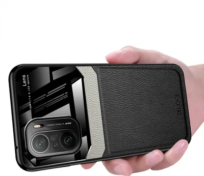 Produktbild von Xiaomi Poco F3 Hülle, TPU Stossfest Anti-rutsch Leder Glas Len Hybrid Schutzhülle für Xiaomi Poco F3 Schwarz