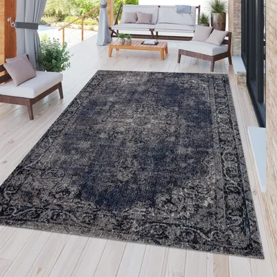 Produktbild von TT Home In- & Outdoor-Teppich Für Balkon Und Terrasse, Mit Orient-Muster, In Blau Größe 60x100 cm
