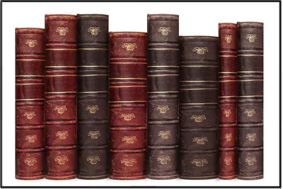 Produktbild von Wallario Wandbild Alte Bücher mit rotem und braunem Ledereinband, Größe: 61 x 91,50 cm, Poster mit schwarzem Aluminiumrahmen
