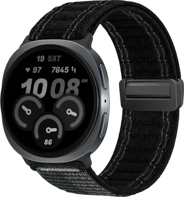 Produktbild von Smartwatch Armband für Samsung Galaxy Watch8 40mm Nylon Textil Band Ersatzband Wechselband Magnetverschluss flexibel atmungsaktiv Schwarz
