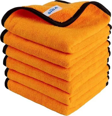 Productafbeelding van Unyqoos® Microvezeldoeken voor reinigen, drogen en polijsten – dubbelzijdige autodetailingdoeken, goud, 40x60 cm, 6 stuks, 85% polyester/15% nylon