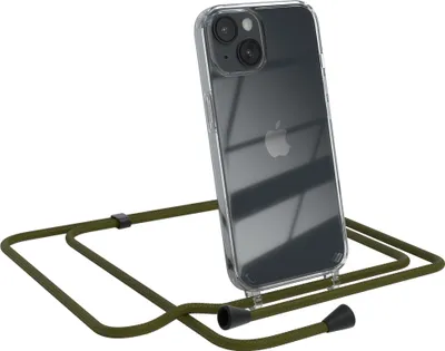 Produktbild von EAZY CASE Handykette kompatibel mit Apple iPhone 14, Handyhülle mit Umhängeband, Handykordel, Schutzhülle Clear, Band in Grün