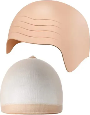 Produktbild von Perückenkopfbedeckung, weiches Make-up, Latex, Glatzenhut, Perücke, verstellbare Größe, wiederverwendbare Netzabdeckung, Film-/Fernsehperformance, Anzieh-Requisiten, Herrenkostümzubehör