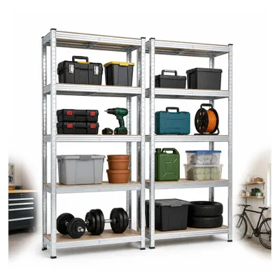 Produktbild von Bauhus 2er Set Lagerregal Bauhus 180x90x40 cm Metallregal 5 Böden 175 kg Traglast verzinkt