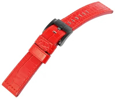 Produktbild von TW Steel Echt Leder Armband, 22 mm, rot , schwarze Schließe