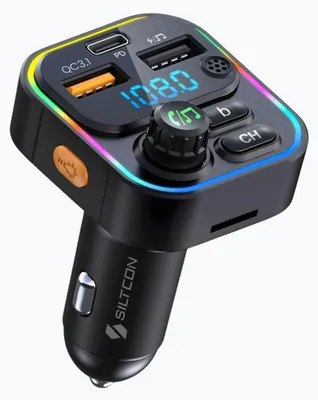 Productafbeelding van Siltcon® FM Transmitter Bluetooth – USB-C lader 22.5W - Carkit - USB-A - SD Kaart - BT 5.3 - 2024 model