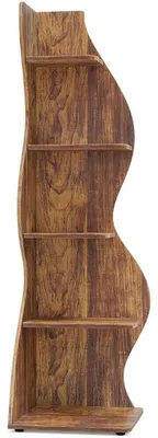 Obrázek produktu pro 5patrová rohová knihovna HOGA-JO277, 49,6 x 46,8 x 174,3 cm, hnědá