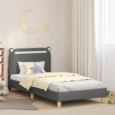 Productafbeelding van Maison Exclusive - Kinderbedframe met hoofdeinde, donkergrijs, 90 x 200 cm, met stoffen bekleding