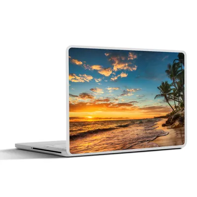 Produktbild von MuchoWow® Laptop Aufkleber Sticker Cover Strand - Sonnenuntergang - Meer - Palme 30x21 cm - Sticker für Laptop - Selbstklebend
