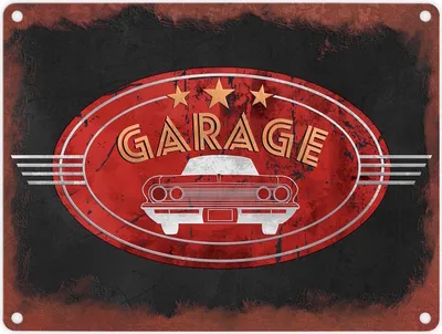 Produktbild von Metallschild in 15x20 cm für die Garage in Rostoptik