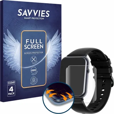 Produktbild von 4x Savvies Fullscreen Schutzfolie für Mutoy Smartwatch 1.69" Displayschutz Folie Fullcover Klar Transparent