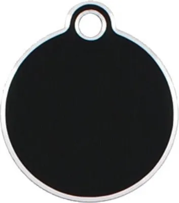 Produktbild von Adressanhänger mit Gravur - rund klein - schwarz mit Silberrand