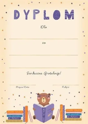 Zdjęcie produktu dla Dyplom A4 Miś czyta