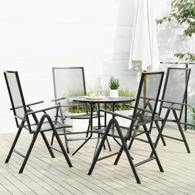 Produktbild von Maison Exclusive - Gartenstuhl-Set 5-tlg. Verstellbar Pulverbeschichteter Stahl