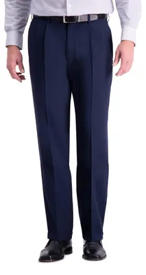 Immagine prodotto di Pantaloni da uomo Haggar, modello classico, vestibilità comoda, con pieghe, taglie regolabili