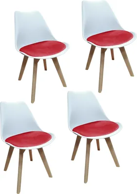 Produktbild von Stuhl Atlanta Weiß, Velvet Rot