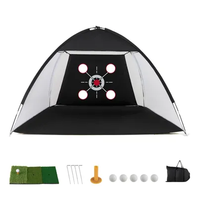 Produktbild von KOMFOTTEU 314 x 199 cm Golfnetz, Golf Übungsnetz mit Tri-Turf Golfmatte, Bällen, Tee & Tragetasche,Golf Trainingsnetz, Golf Abschlagnetz für Outdoor & Indoor, Schwung Training Set für Männer & Golfliebhaber