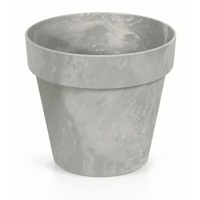 A gray planter pot with a marbled texture, shown from a slightly elevated front-facing angle on a white background.