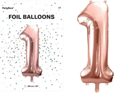 Zdjęcie produktu dla Balon foliowy Cyfra 1 86cm róż.złoto 71352