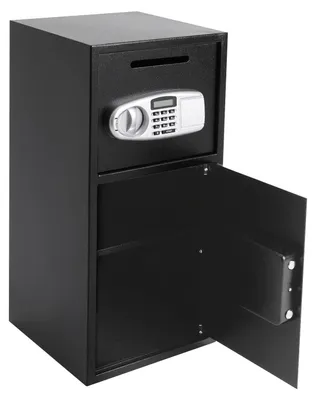Image de Coffre-fort - Armoire de sécurité numérique - 80 × 40 × 40 cm - Acier - Clé et code - Fixation murale/autonome - 4 piles AA (non fournies) - Noir