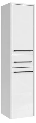 Produktbild von Badplaats Badezimmerschrank Florence 30 x 35 x 130 cm Weiß Hochglanz - Hoch Badschrank mit 2 Türen und 1 Schublade