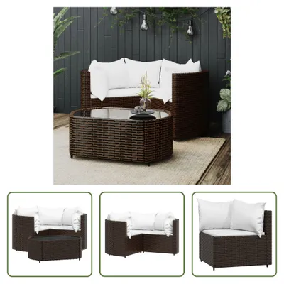 Immagine prodotto di The Living Store Set salotto da giardino 4 pezzi con cuscini in poly rattan marrone