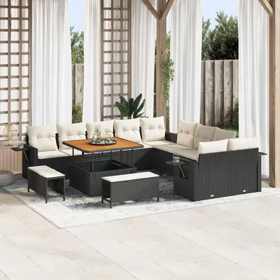 Immagine prodotto di Maison Exclusive - Set divani da giardino 13 pezzi in polyrattan nero