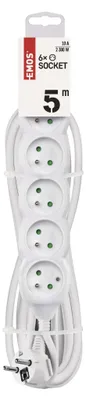 Prodlužovací kabel 5 m / 6 zásuvek / bílý / PVC / 1 mm2