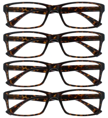 Produktbild von OPULIZE Die Lesebrille Unternehmen Braune Schildpatt Leser Wert 4er-Pack Herren Frauen UVR4092BR +2,00