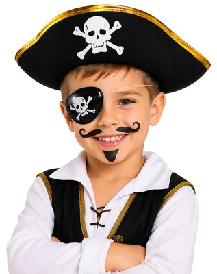 Produktbild von Piratenhut mit Totenkopf für Kinder | Schwarz Gold Stückzahl: 1er Set