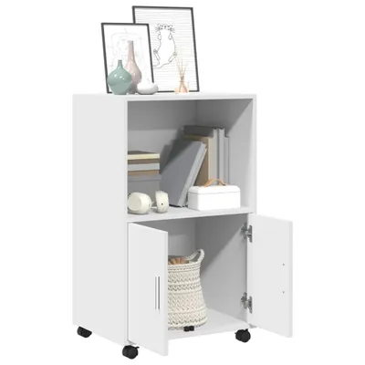 Obrázek produktu pro vidaXL Skříňka na kolečkách bílá 55x40x91 cm materiál na bázi dřeva