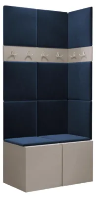 Produktbild von MIRJAN24 Garderoben-Set Orion I, Garderobe mit Sitzbank mit 11 x Wandpanel 42x42 (Farbe: Cashmere, Polo 891)