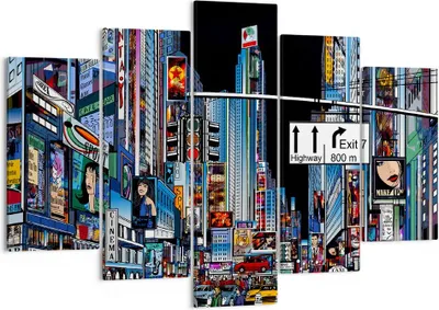 Produktbild von Bild auf Leinwand - Leinwandbild - Manhattan New York Straße - 150x100cm - Wand Bild - Wanddeko - Leinwanddruck - Bilder - Kunstdruck - Wanddekoration - Leinwand bilder - Wandkunst - EA150x100-2720