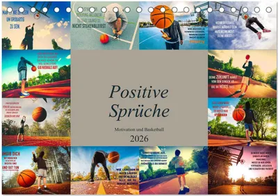 Produktbild von Positive Sprüche - Motivation und Basketball (Tischkalender 2026 DIN A5 quer), CALVENDO Monatskalender