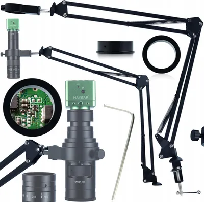 Produktbild von Rosfix M42 Mikroskop-Auslegearm | 50 mm | Für ODM‑100X Planets PRO | Aluminium | Verstellbar | PCB‑Service | Lötstation | Inspektion