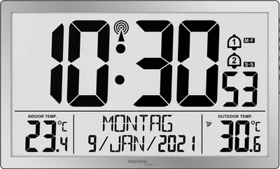 Immagine prodotto di Technoline WS8113 Orologio da parete radiocontrollato | Digitale | Visualizzazione dei giorni della settimana