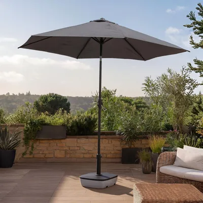 Image de Pied de parasol avec roulettes Pied de parasol pour 3,5-5cm | Pied de parasol premium remplissable jusqu'à 32kg | Support de parasol Gris Pied de parasol à roulettes