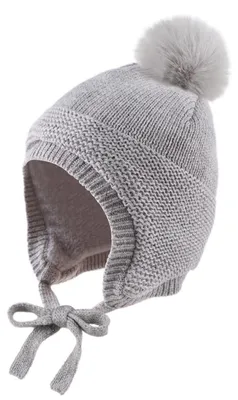 Immagine prodotto di Berretto invernale per bambini con orecchie e pompon, in pile, colore grigio, taglia 2-5 anni