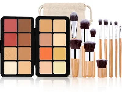 Productafbeelding van Professionele Make-up Set - 16 Kleuren Palet met 11 Penseelsets