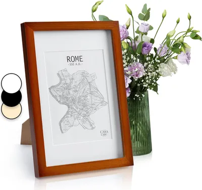 Produktbild von Casa Chic Bilderrahmen mit Passepartout, 20x15 cm Bilderrahmen für Urkunde & Collage, Bilderrahmen A4, Fotorahmen Stehend/Wandmontage, Rahmen für Vertikaler/Horizontaler Gebrauch, Holz Bilderrahmen